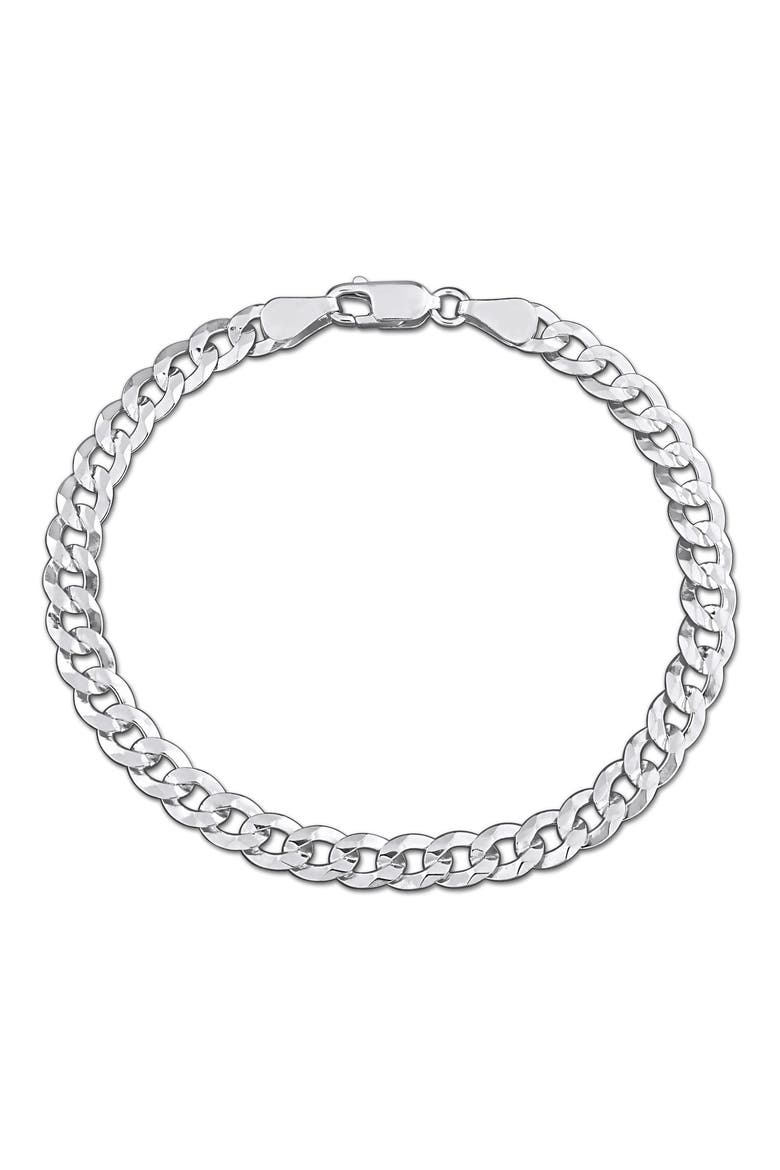 Diamond Cut Curb Chain Bracelet, Main, color, SILVER