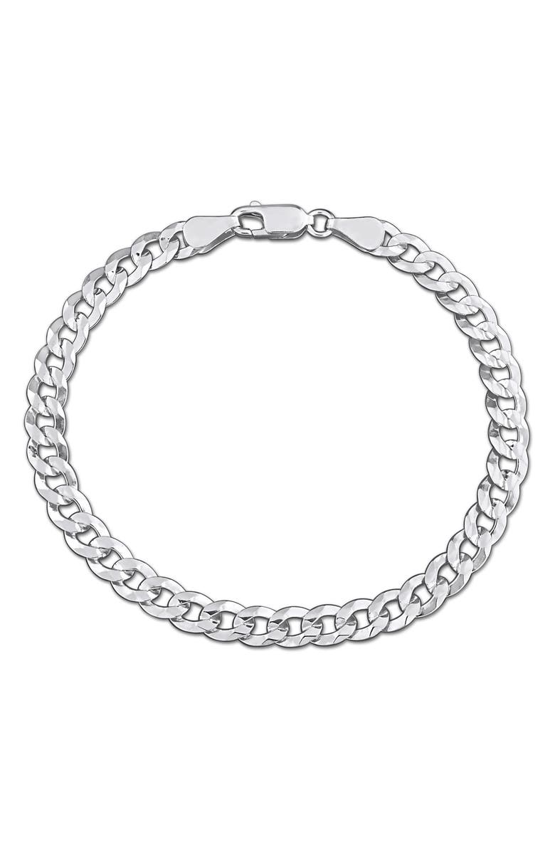 DELMAR Diamond Cut Curb Chain Bracelet, Main, color, Silver