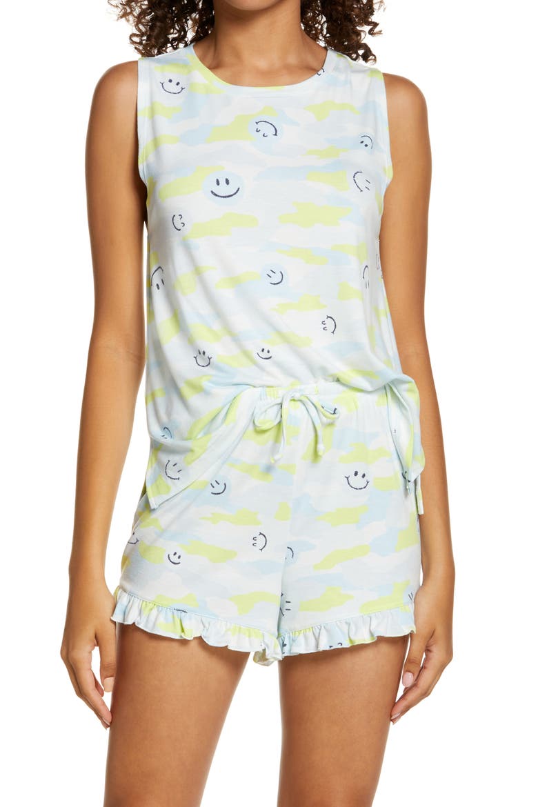 Nori Shorts Pajamas, Main, color, BLUE DREAM HAPPY CAMO