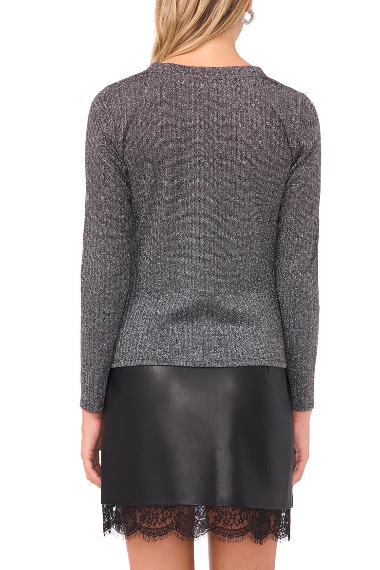 Metallic Long Sleeve Top, Alternate, color, RICH BLACK