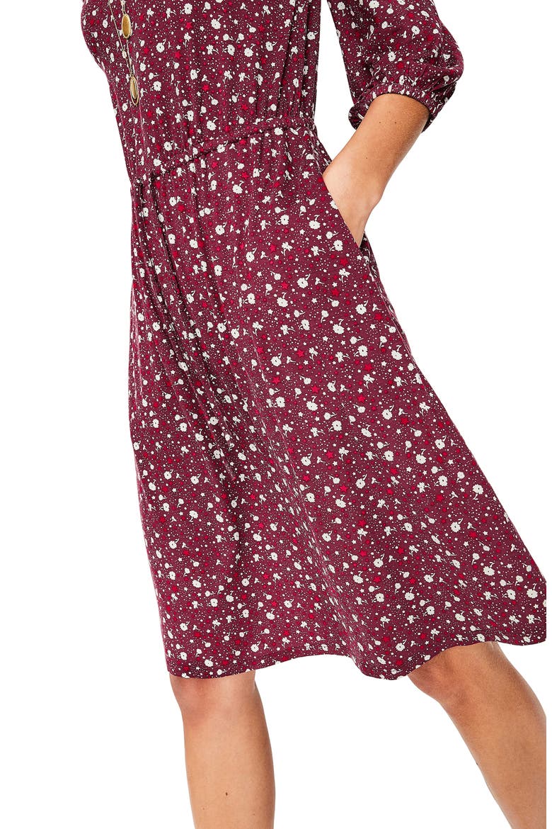 Talia Jersey Dress, Alternate, color, MAROON FLORAL SKY