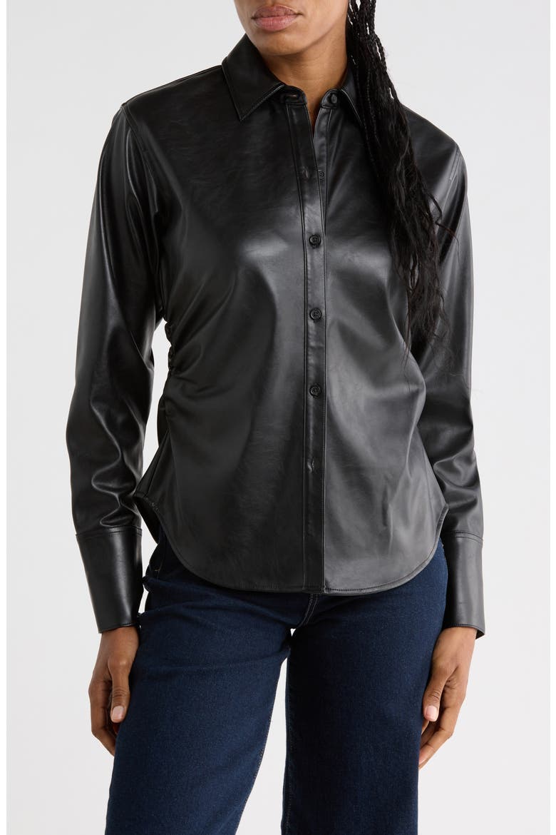 Leah Faux Leather Shirt, Main, color, BLACK