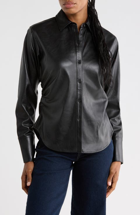 Leah Faux Leather Shirt