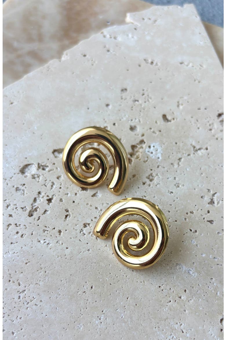 Swirl Stud Earrings, Alternate, color, GOLD