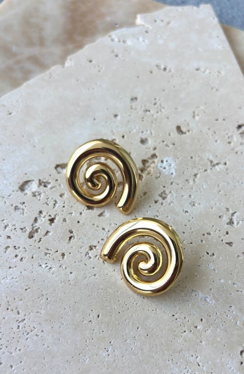 Adornia Tarnish Resistant 18k Gold Plated Swirl Statement Stud Earrings In Gold