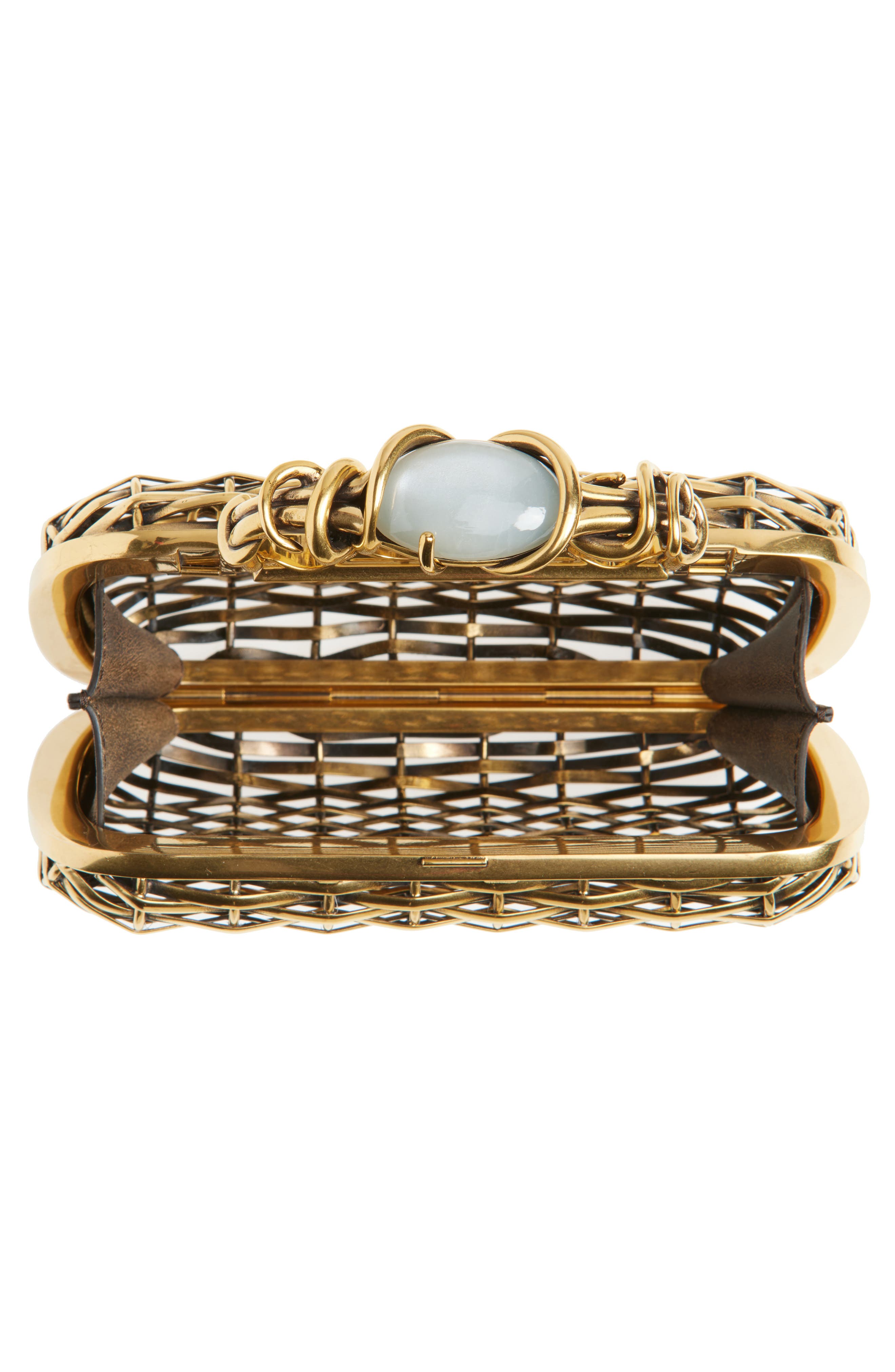 McQueen Wire Thorn Knuckle Clutch, Alternate, color, Gold/ Gold