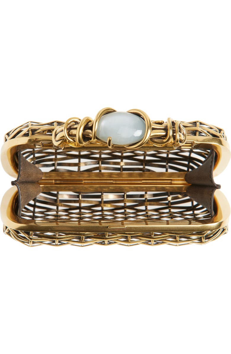 McQueen Wire Thorn Knuckle Clutch, Alternate, color, Gold/ Gold