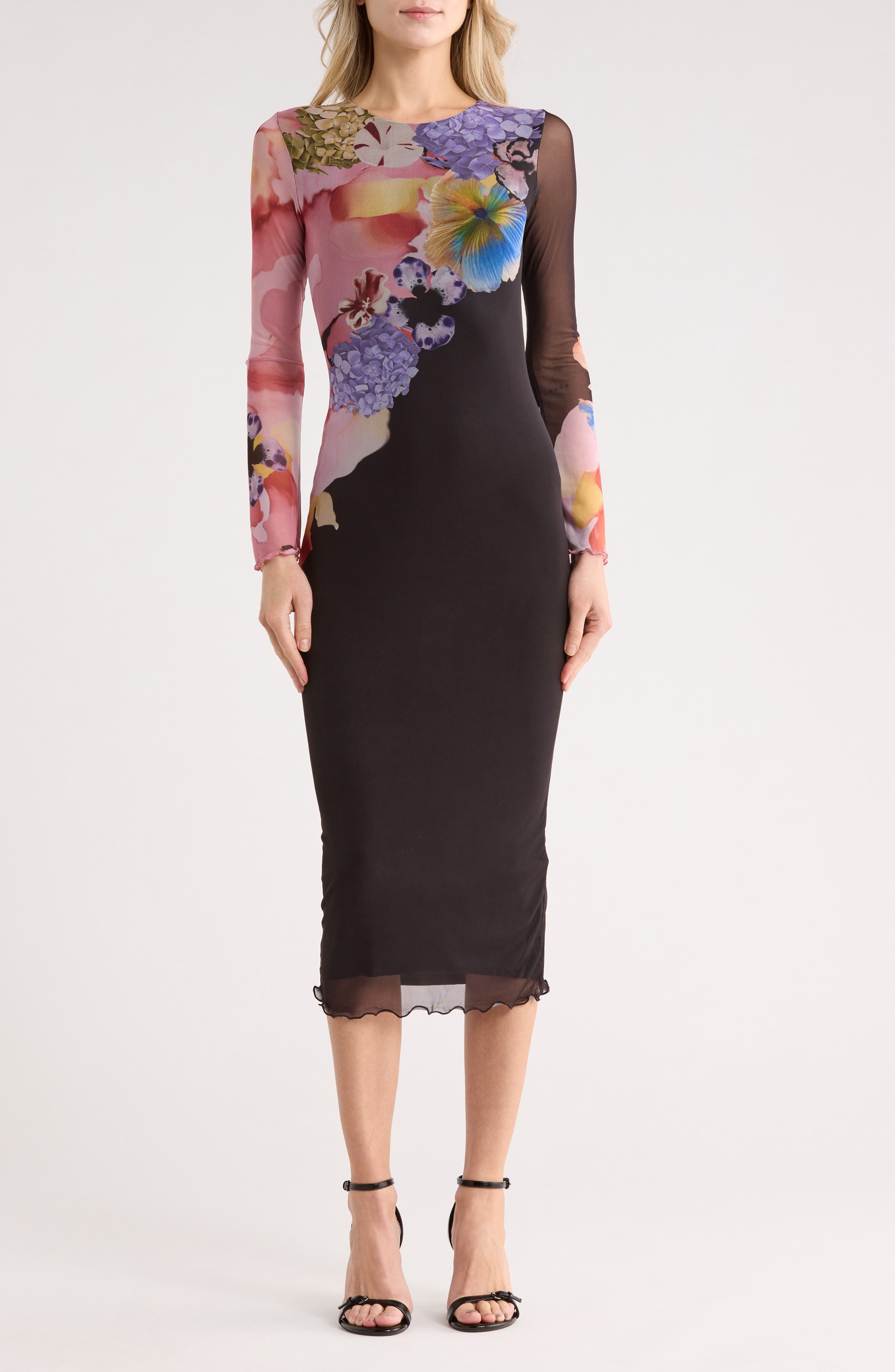 Desigual Print Long Sleeve Maxi Dress