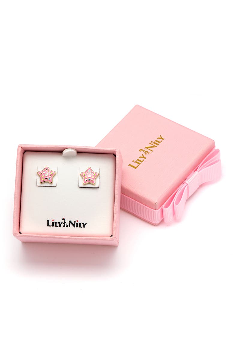 Kids' Puff Star Enamel Stud Earrings, Alternate, color, PINK