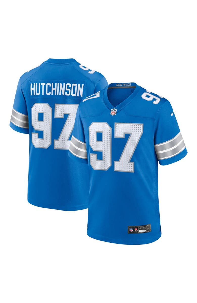 Nike Men's Nike Aidan Hutchinson Blue Detroit Lions Game Jersey, Alternate, color, Blue
