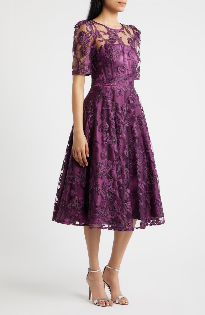 Eliza J Beaded Cocktail Dress, Alternate, color, Plum