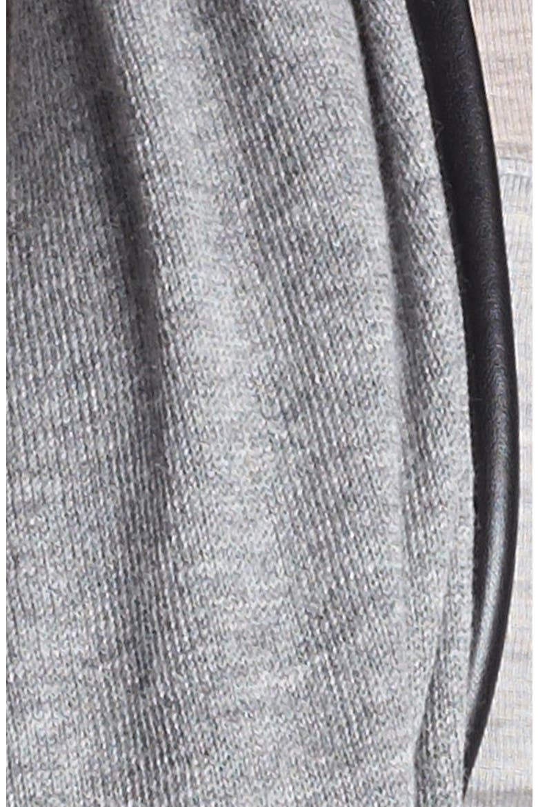 Faux Leather Trim Scarf, Alternate, color, MED GREY