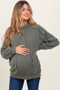 PinkBlush Ribbed Front Pocket Drawstring Hoodie