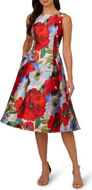 Adrianna Papell Floral Mikado Cocktail Dress