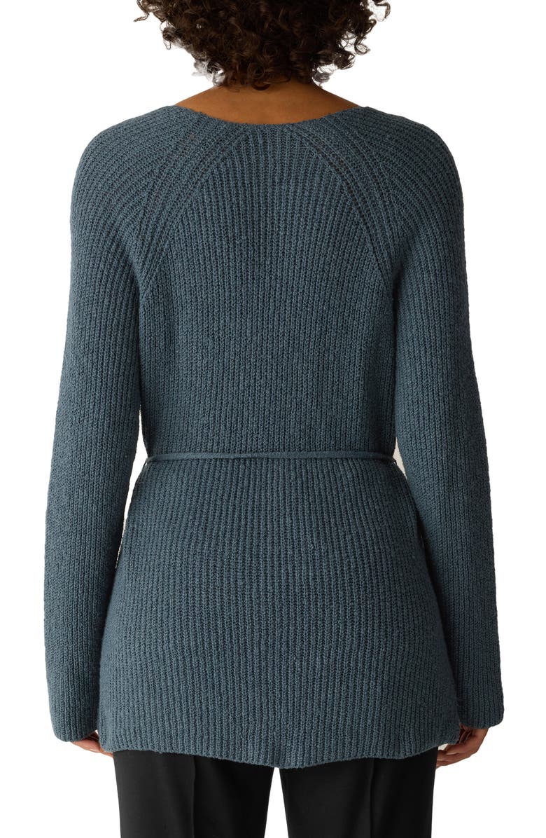 Eileen Fisher Tie Front Longline Cardigan, Alternate, color, Eucalyptus