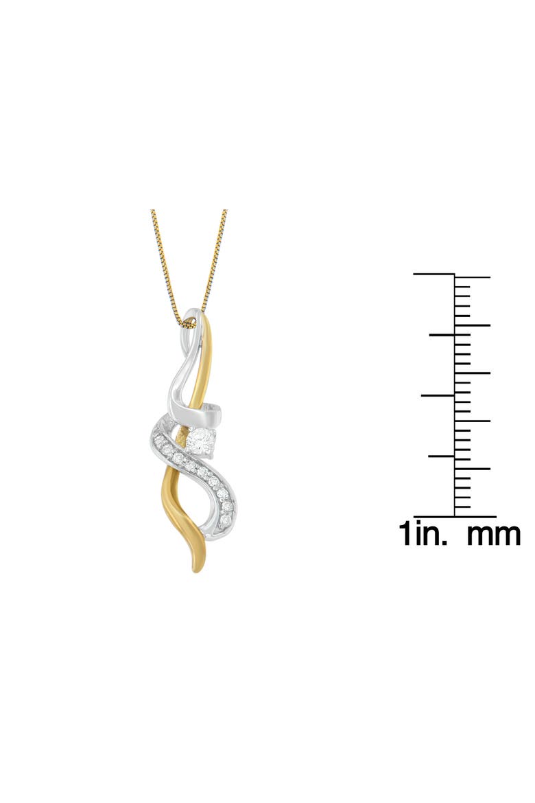Espira 10K Two-tone Gold 1/5 cttw Diamond Intertwined Swirl Pendant Necklace, Alternate, color, Yellow