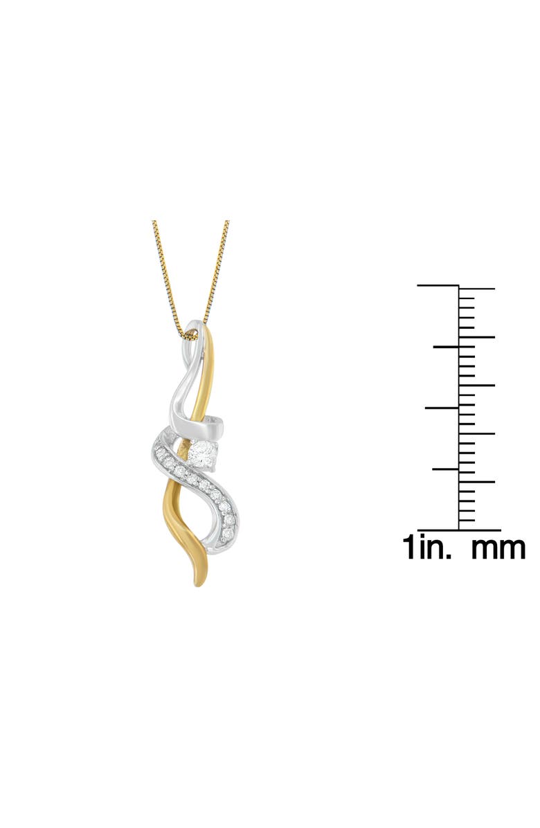 Haus of Brilliance Espira 10K Two-tone Gold 1/5 cttw Diamond Intertwined Swirl Pendant Necklace, Alternate, color, Yellow