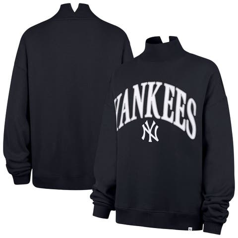 Women's '47 Navy New York Yankees Oversized Vantage Mock Neck Sweatshirt