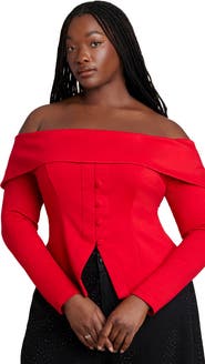 ELOQUII Fold Over Top With Front Button Detail