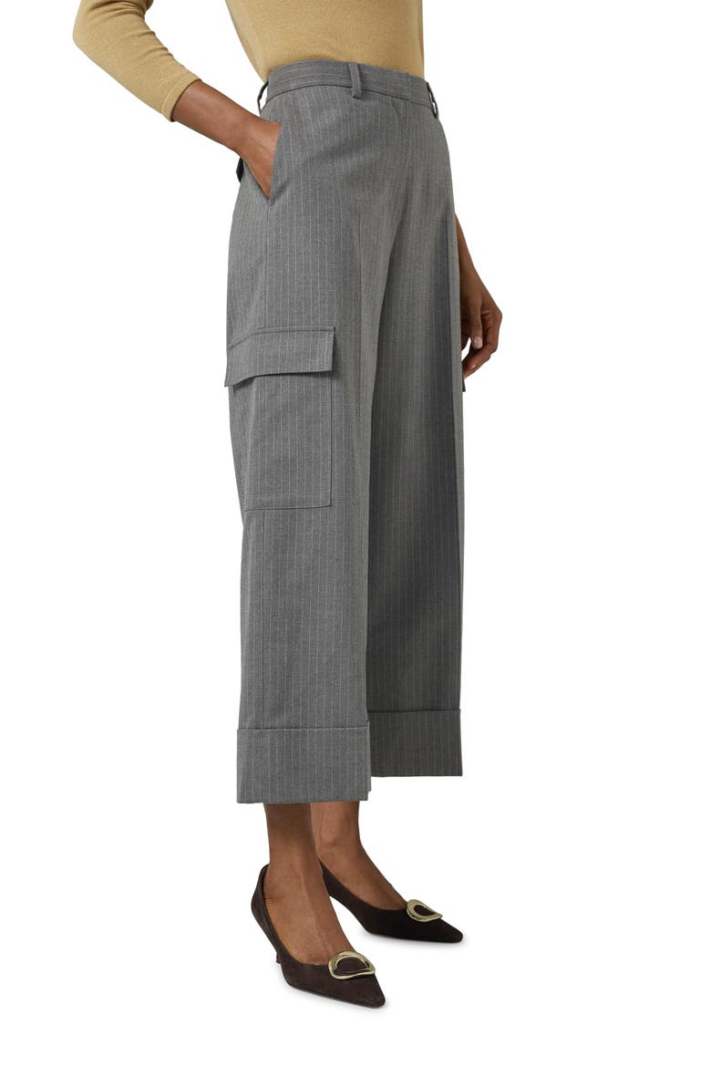 Rosalind Pinstripe Crop Cargo Pants, Alternate, color, GREY MELANGE