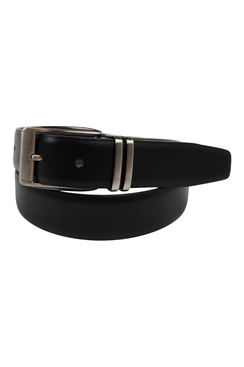 Reversible Metal Keeper Leather Belt, Main, color, BLACK/ DARK BROWN