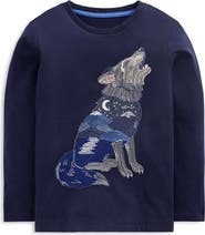 Mini Boden Kids' Wolf Superstitch Long Sleeve T-Shirt