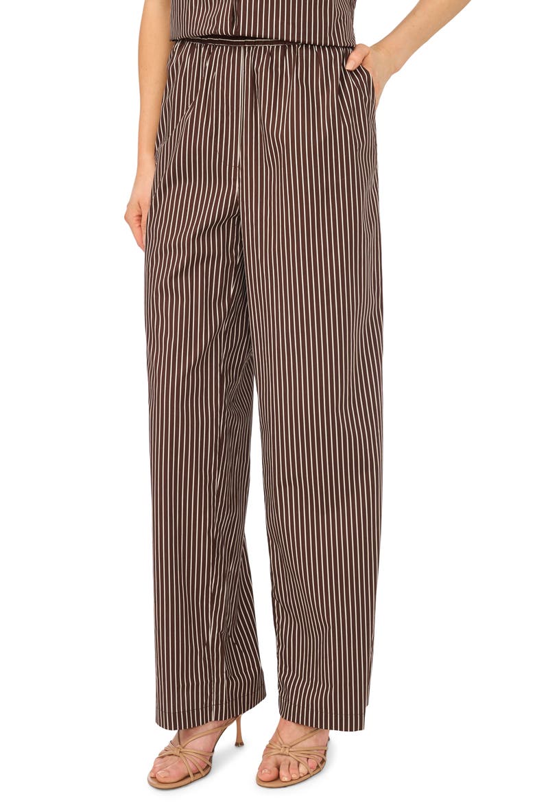 Striped Pull On Pants with Side Slits, Main, color, CHICORY COFFEE