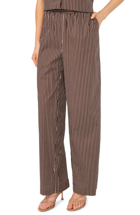 Striped Pull On Pants with Side Slits