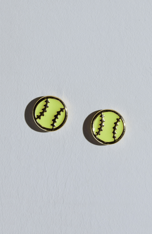 Shop Nickel & Suede Softball Stud Earrings