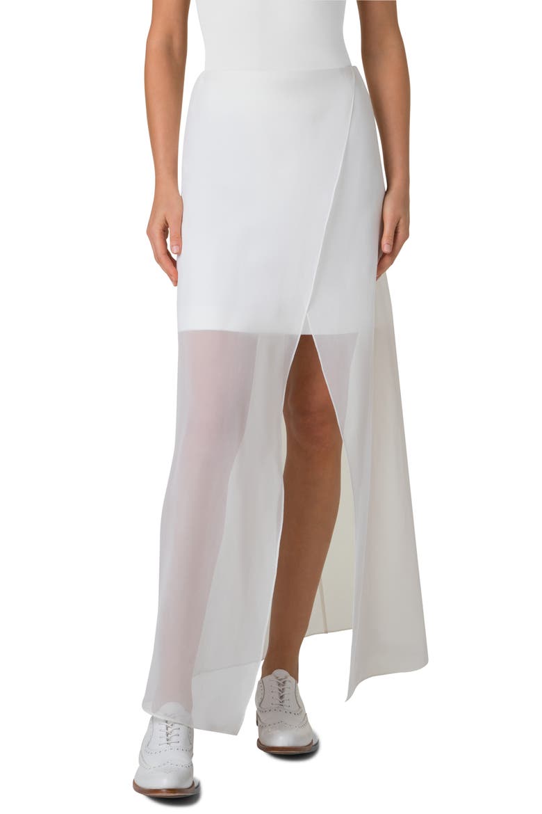 Layered Mixed Media Skirt, Main, color, ECRU