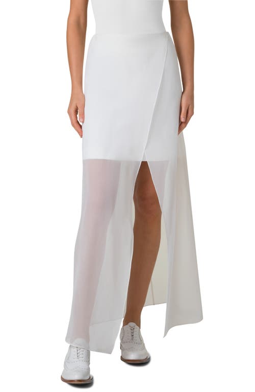 Akris Layered Mixed Media Skirt In Ecru