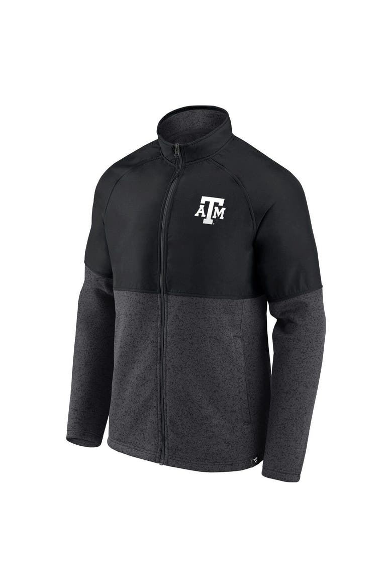 Men's Fanatics Branded Black/Heathered Charcoal Texas A&M Aggies Durable Raglan Full-Zip Jacket, Alternate, color, Black