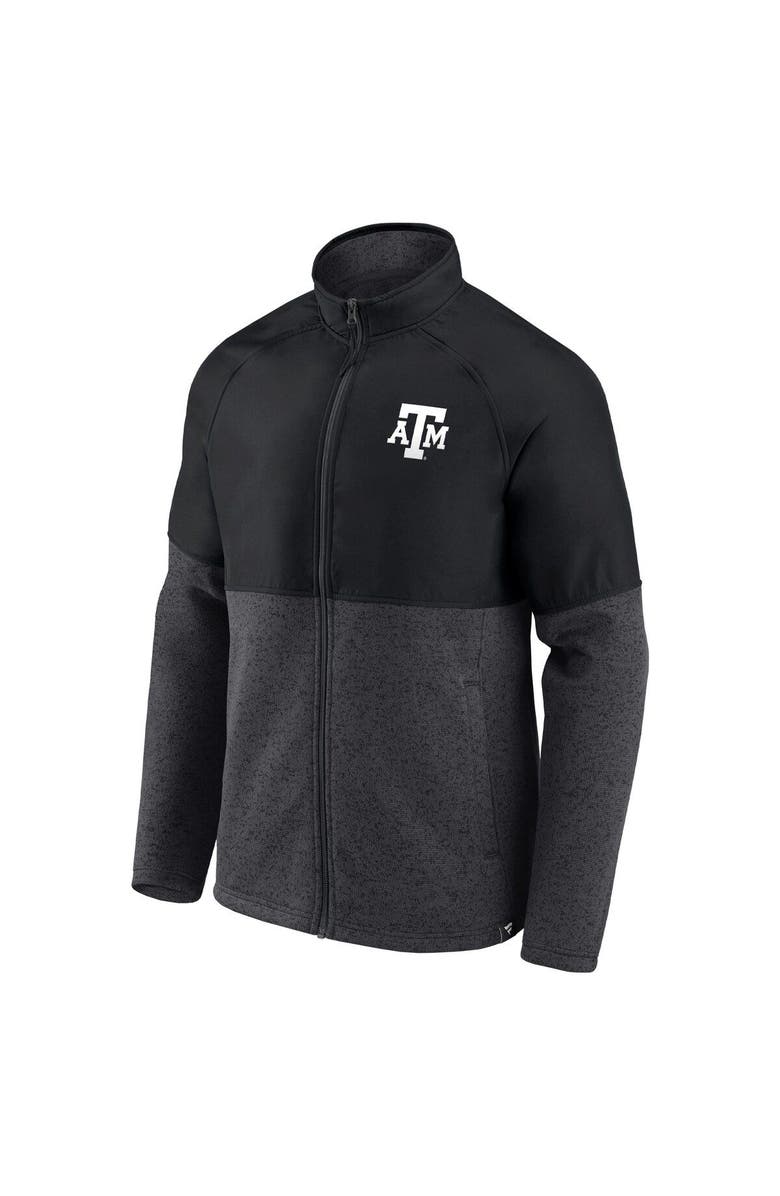 FANATICS Men's Fanatics Branded Black/Heathered Charcoal Texas A&M Aggies Durable Raglan Full-Zip Jacket, Alternate, color,