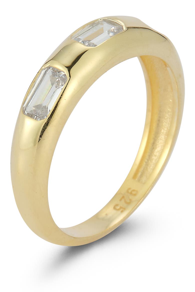 14K Gold Plated Sterling Silver CZ Dome Ring, Alternate, color, GOLD