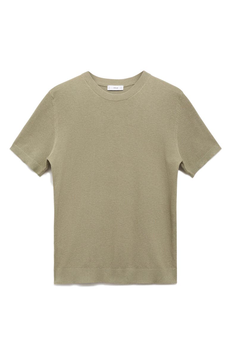 MANGO Fine Knit Short Sleeve Sweater, Alternate, color, Khaki Green