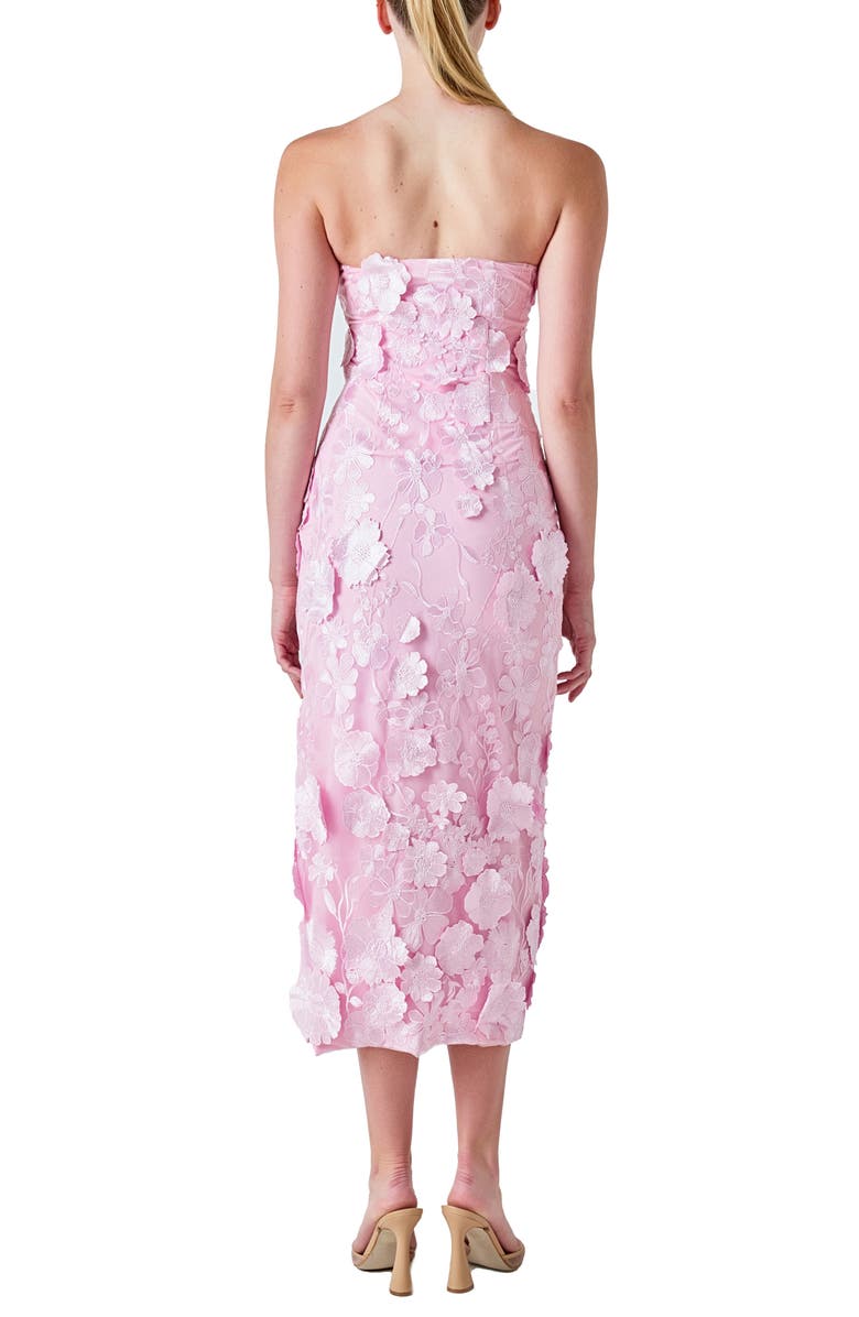 Endless Rose 3D Appliqué Strapless Maxi Dress, Alternate, color, Lilac