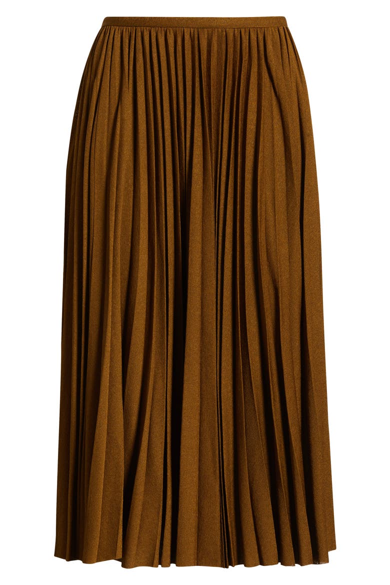 Eda Pleated Jersey Skirt, Alternate, color, TOBACCO