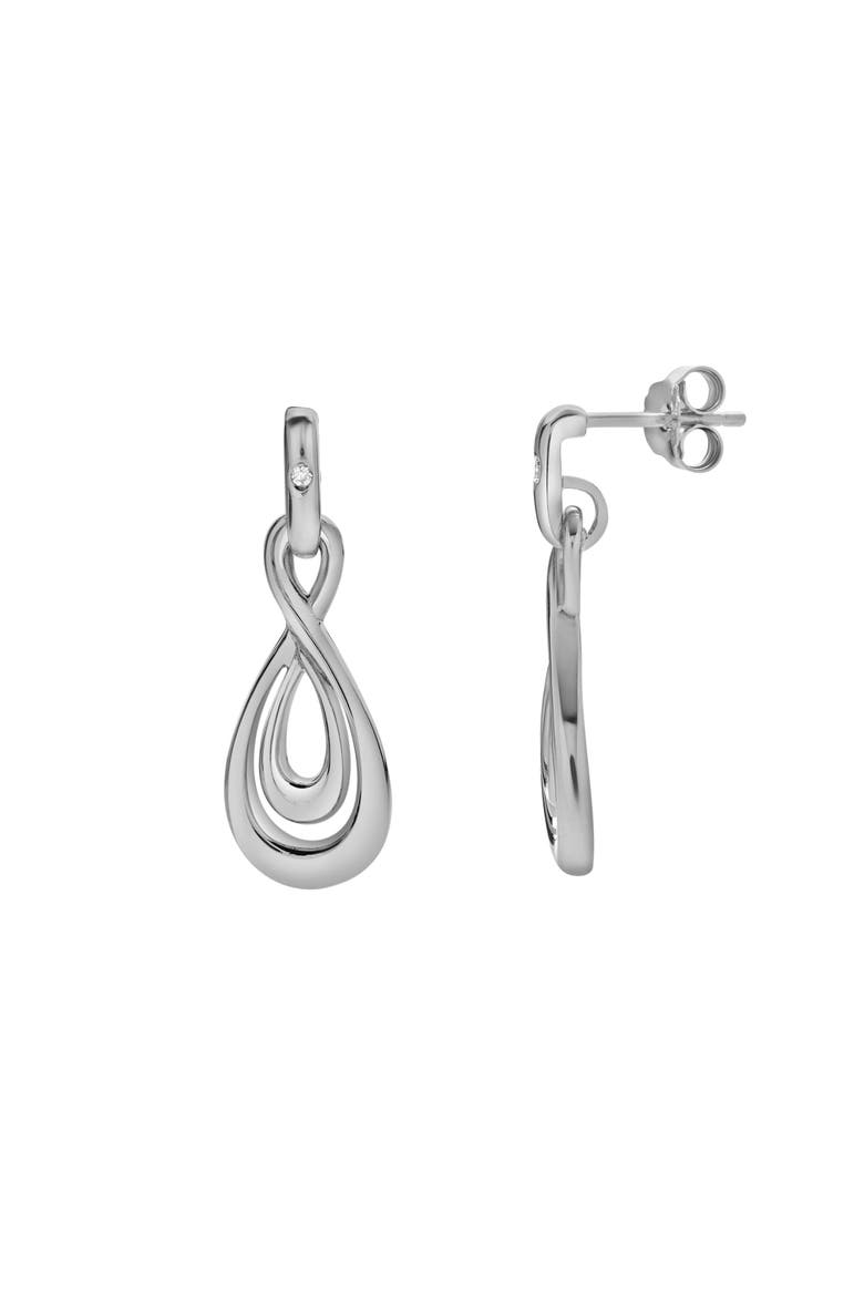 Elmira Sterling Silver 0.02 Ct Diamond Infinity Dangle Earrings, Main, color, 925 Sterling Silver