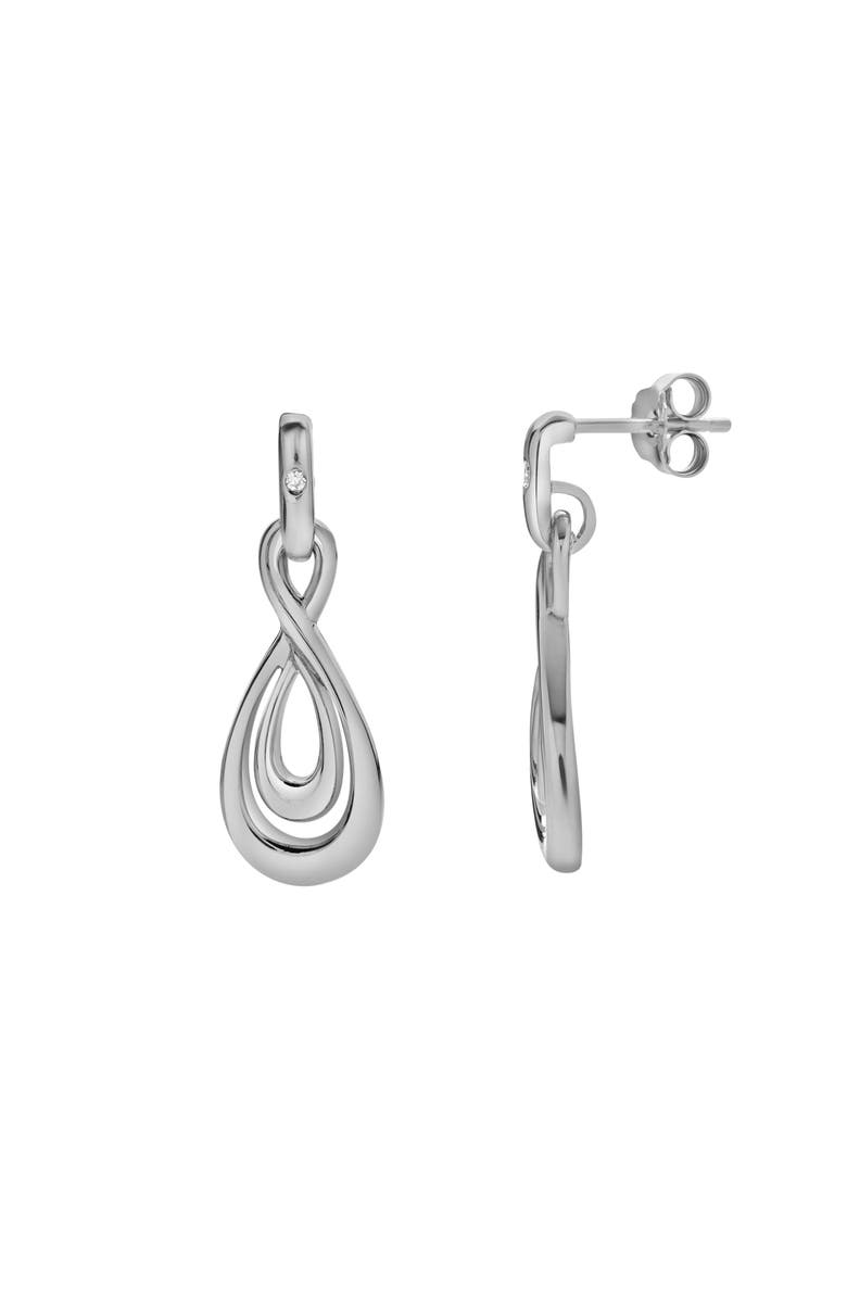 LuvMyJewelry Elmira Sterling Silver 0.02 Ct Diamond Infinity Dangle Earrings, Main, color, 925 Sterling Silver