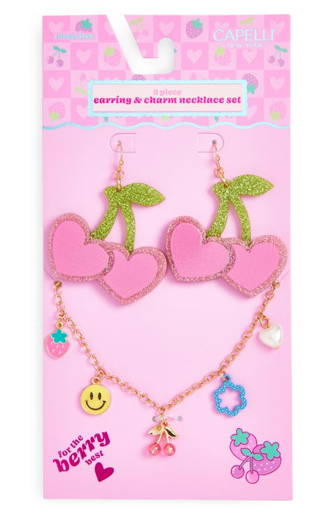 Kids' Cherry Necklace & Earrings Set