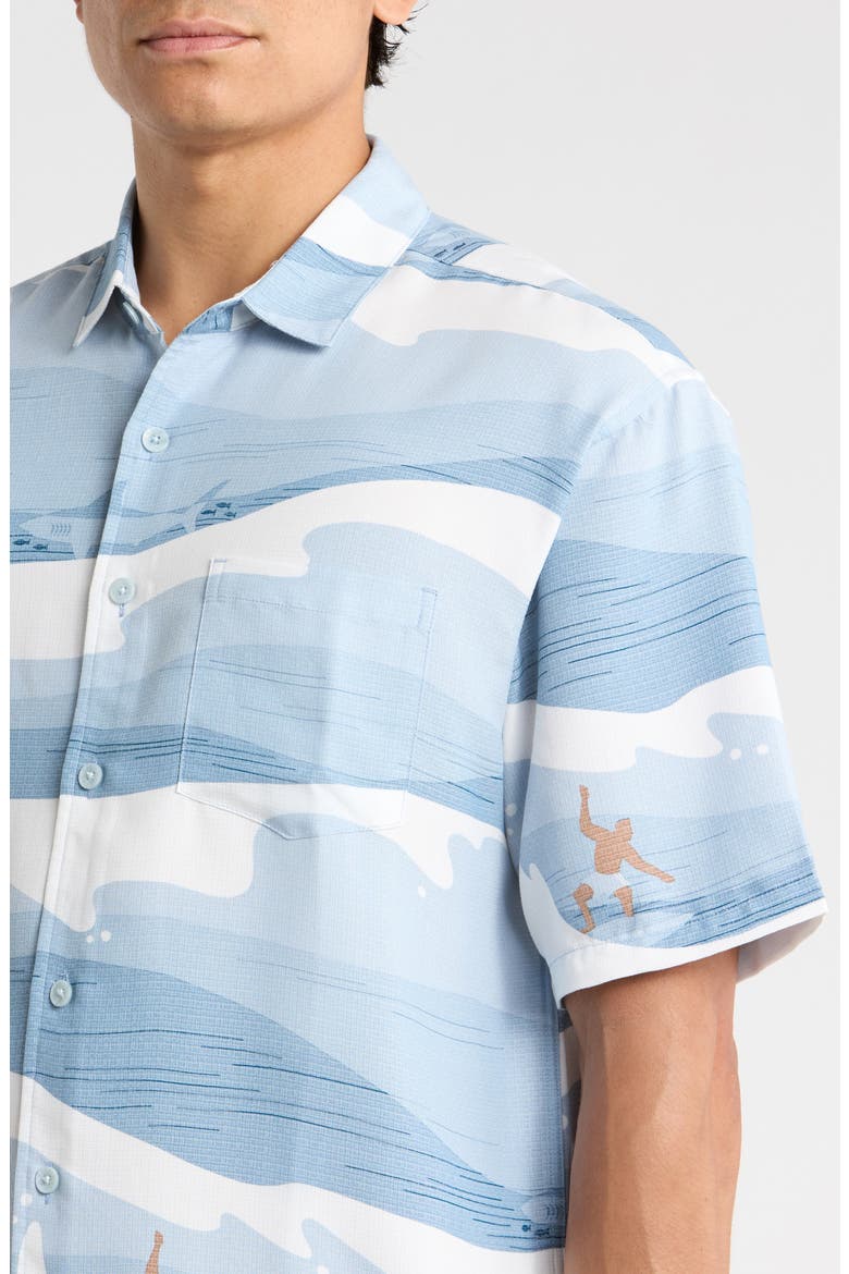 Surf Jacquard Short Sleeve Button-Up Shirt, Alternate, color, CHAMBRAY