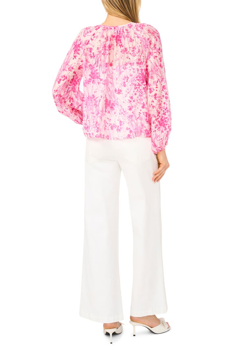 Halogen<sup>®</sup> Tie Front Ruffle Long Sleeve Top, Alternate, color, New Ivory/ Pink Floral