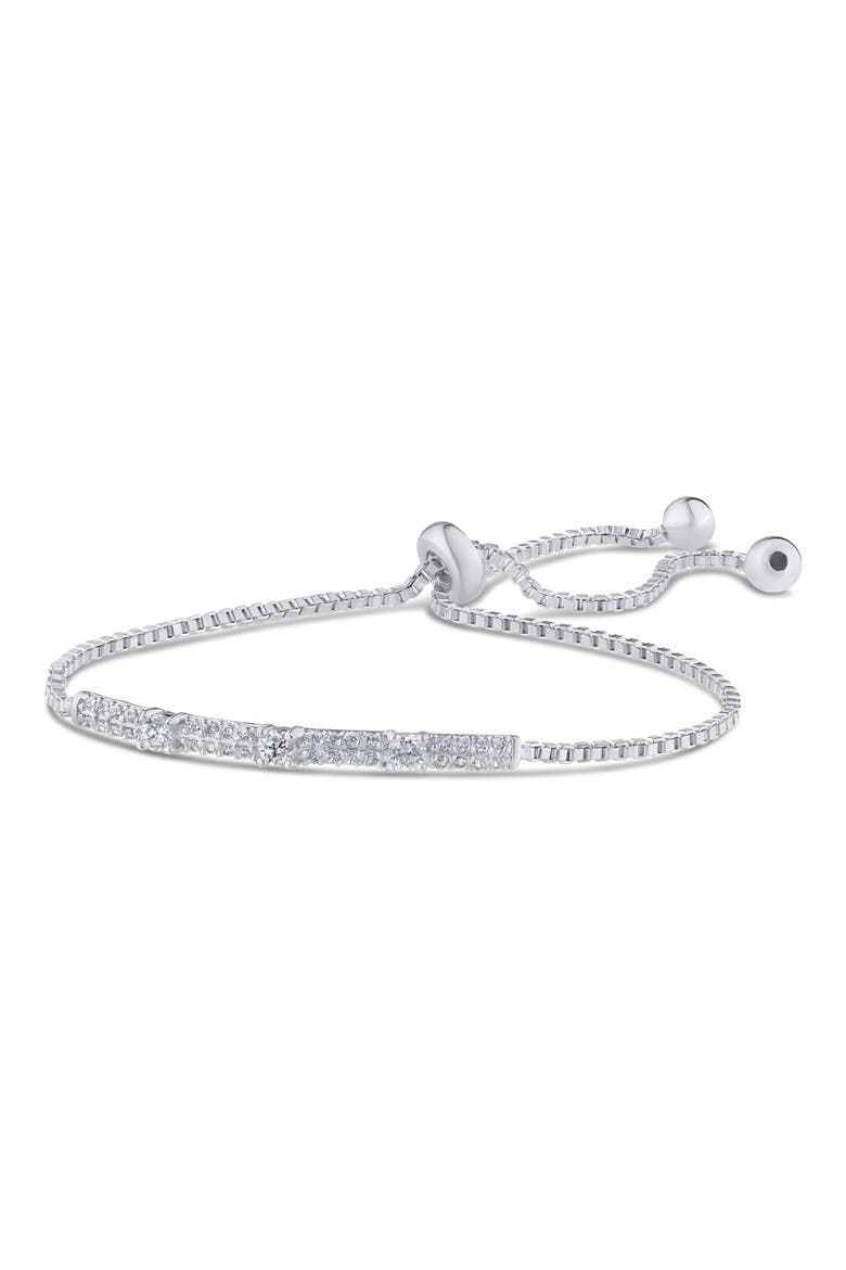 Cubic Zirconia Pave Bolo Bracelet, Main, color, CLEAR SILVER