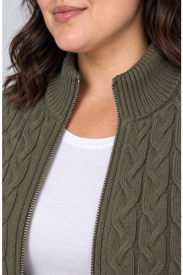 Quilted Cable Knit Sweater Jacket, Alternate, color, HEATHER OLIVE