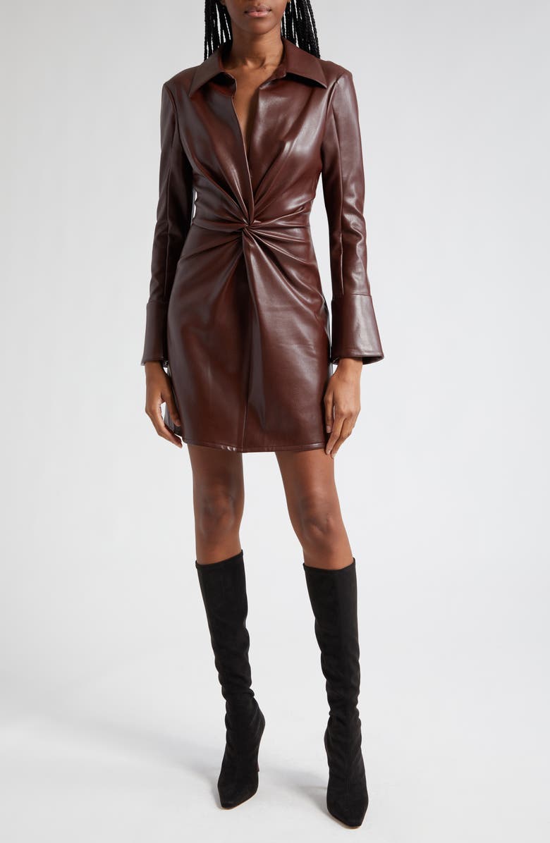Cinq à Sept McKenna Long Sleeve Faux Leather Dress, Main, color, 