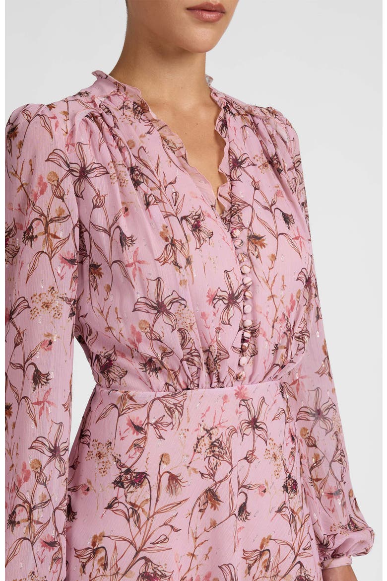 Amal Long Sleeve Midi Dress in Floral Georgette, Alternate, color, Sweet Pink