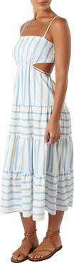 Petal & Pup Evelin Stripe Cutout Midi Dress