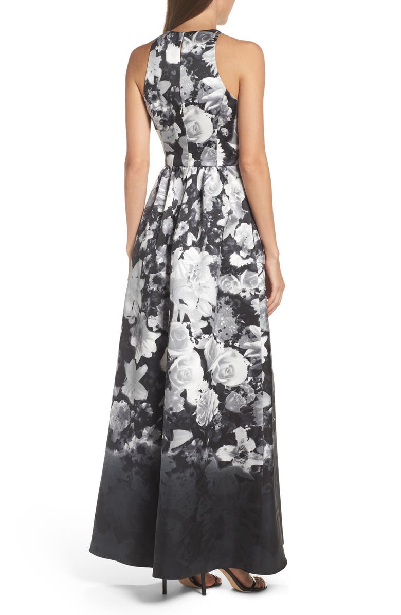 Alfred Sung Floral Sateen Gown, Alternate, color, 