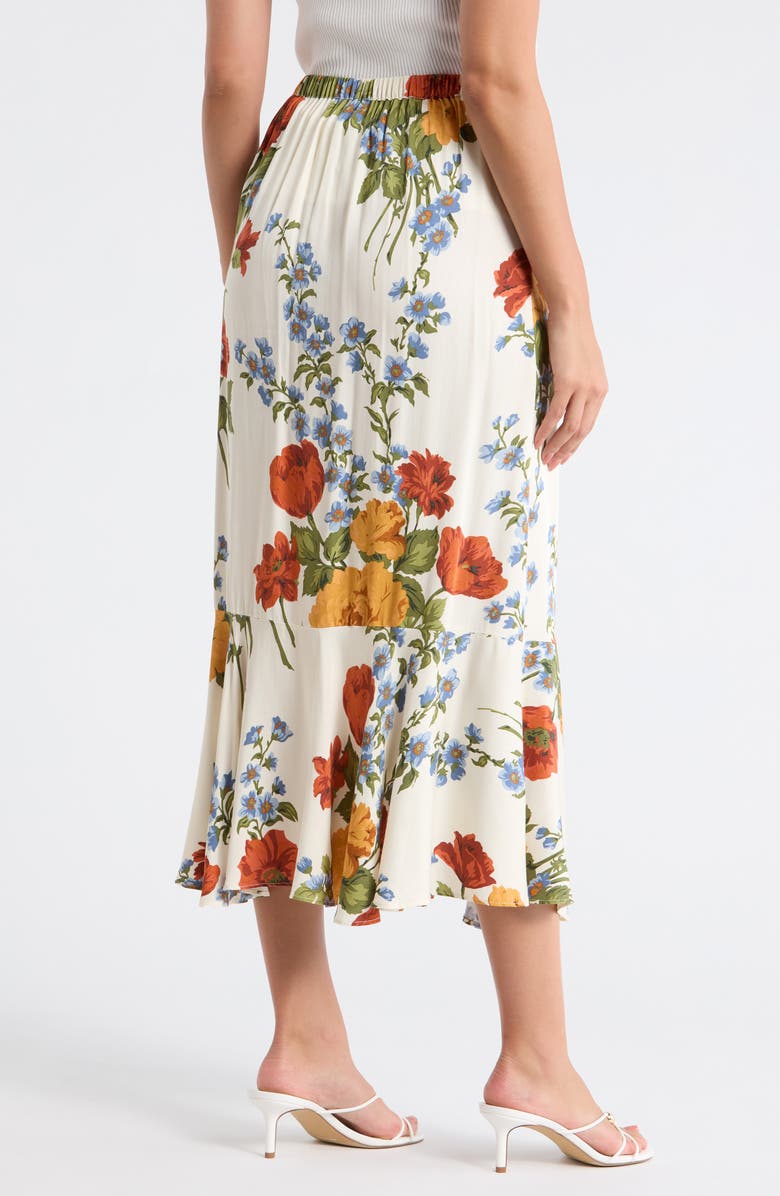 T Tahari Floral Print Flounce Skirt, Alternate, color, Ivory Lg Floral