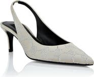 PHILIPP PLEIN Satin Slingback Shoes Low Heels Monogram Strass Women
